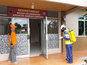 Kompleks Kwartir Daerah Gerakan Pramuka Lampung disemprot Desinfektan