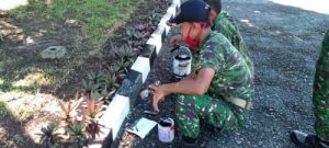 Anggota Katuud Kodim 0422/Lambar Melaksanakan Pemeliharaan Pangkalan