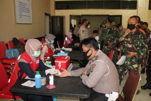 Sambut ulang tahun Bhayangkara ke 74, Jajaran anggota Polresta gelar Donor Darah