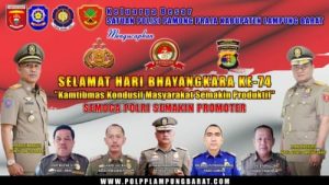 HUT Bhayangkara ke-74, Satpol-PP Lampung Barat Beri Ucapan