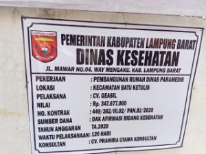 Pembangunan Rumah Dinas Paramedis  diduga Tidak sesuai spek RAB Lelang