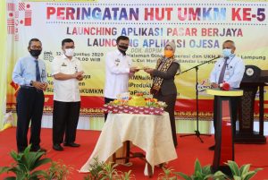 HUT UMKM ke-5, Pemprov Lampung Launching Aplikasi Pasar Berjaya dan Ojesa untuk Dorong Peningkatan Perekonomian UMKM