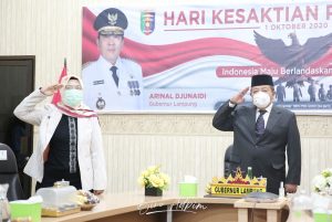Gubernur Arinal dan Wagub Chusnunia Ikuti Upacara Peringatan Hari Kesaktian Pancasila secara Virtual Bersama Presiden Joko Widodo