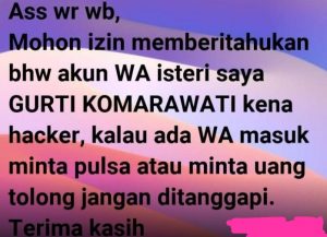 Hacker Retas WhatsApp Istri Wabup Lambar, Sebelumnya Mad Hasnurin juga Khawatir FB-nya