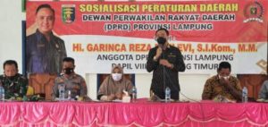 Anggota DPRD Provinsi Lampung Garinca Melangsungkan kegiatan Sosperda Nomor 13 Tahun 2017