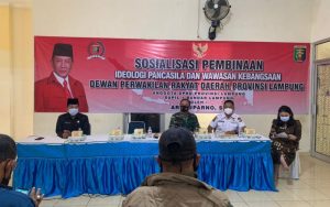Danramil 410-04/TKT Mayor Inf Sutoto berikan materi Ideologi Pancasila dan Wawasan Kebangsaan yang diselenggarakan oleh Anggota DPRD Provinsi