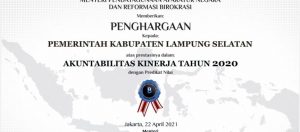 Penghargaan AKIP 2020, Pemkab Lampung Selatan Pertahankan Predikat B