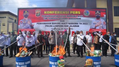 Musnahkan Narkotika Senilai 271,8 Miliar, Kapolda Lampung : 99 Persen Pelaku Kejahatan Pecandu