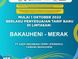 Berlaku 1 Oktober 2022, ASDP Terapkan Penyesuaian Tarif di 53 Lintasan Penyeberangan