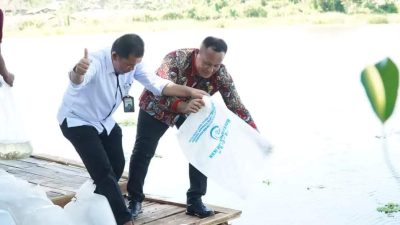 Ketua Komisi IV DPR RI Sudin dan KPP Tebar Benih Ikan di Embun Way Dewi