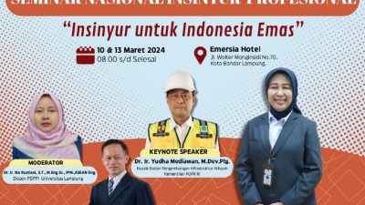 Seminar Nasional Insinyur Profesional ke-6 (SNIP VI) Tahun 2024 bertajuk “ Insinyur Untuk Indonesia Emas” Sukses Digelar