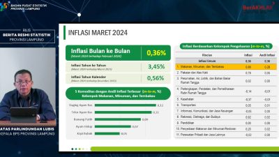 BPS Provinsi Lampung Catat Inflasi Lampung Maret 2024 Tembus 3,45%