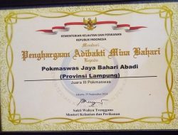 Dinas Kelautan dan Perikanan Provinsi Lampung Dampingi Pokmaswas Jaya Bahari Abadi, Lampung Tinur Terima Penghargaan Adibakti Mina Bahari Terbaik Ketiga Nasional