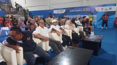 Pj. Gubernur Samsudin Hadir dan Memberi Dukungan Langsung kepada Atlet PON XXI Lampung di Banda Aceh